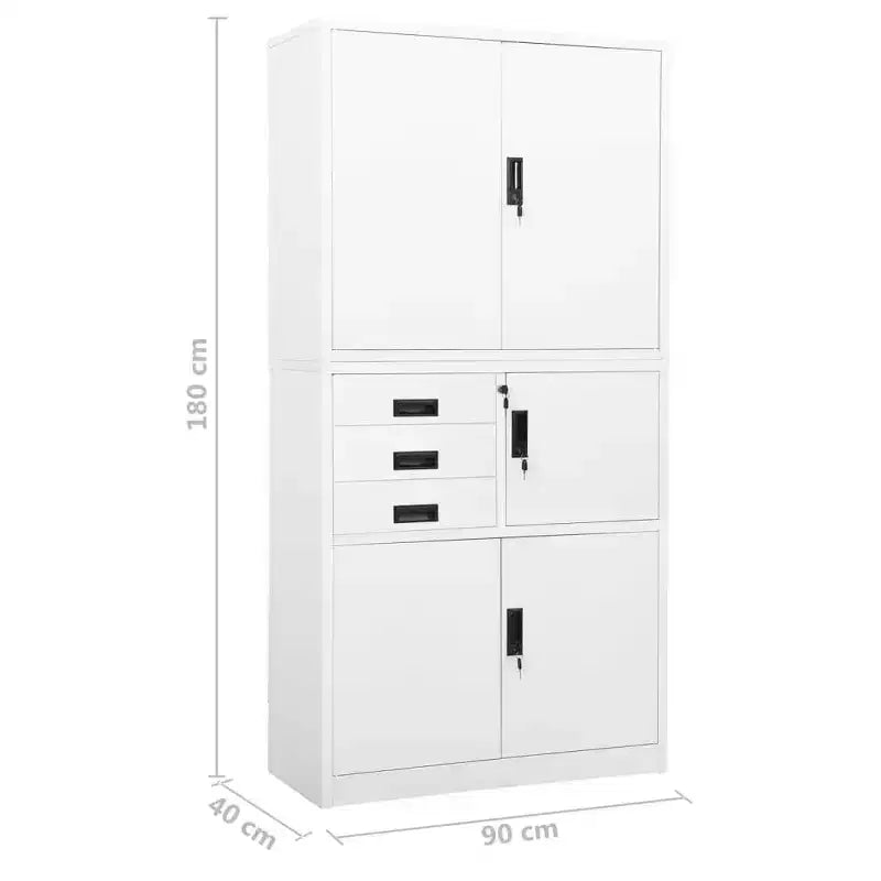 Classeur métallique avec étagères, 4 portes, verrouillable – Anthracite / Noir / Gris clair / Blanc