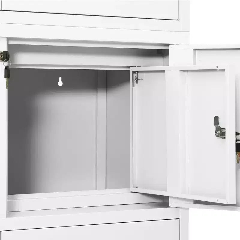 Classeur métallique avec étagères, 4 portes, verrouillable – Anthracite / Noir / Gris clair / Blanc