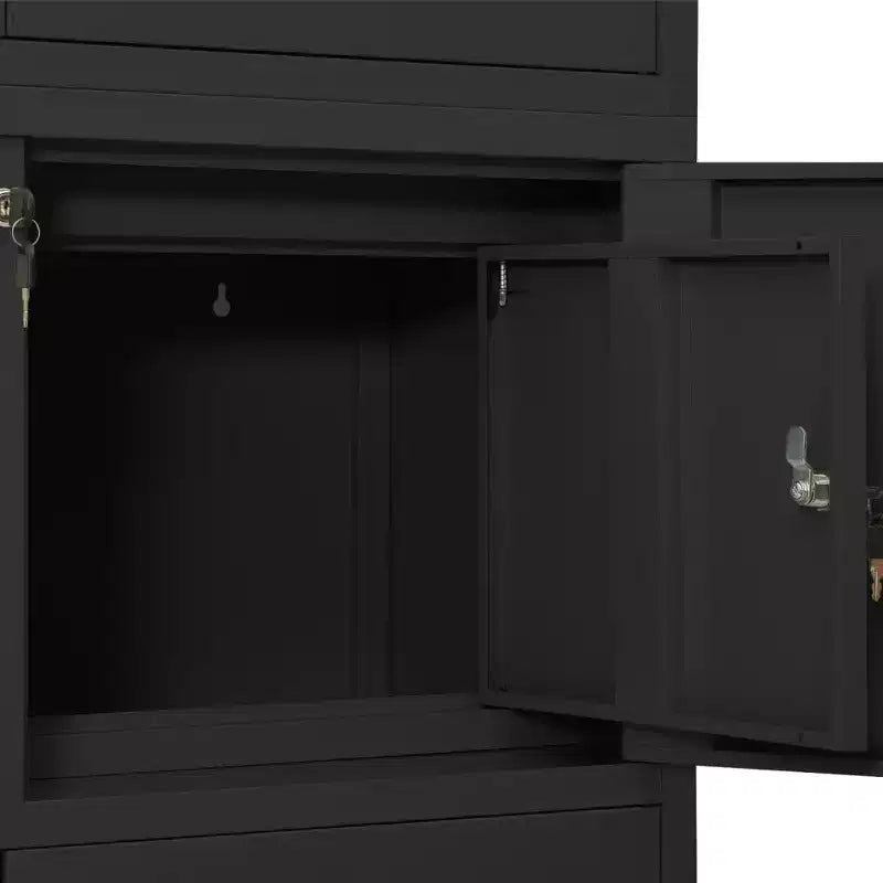 Classeur métallique avec étagères, 4 portes, verrouillable – Anthracite / Noir / Gris clair / Blanc