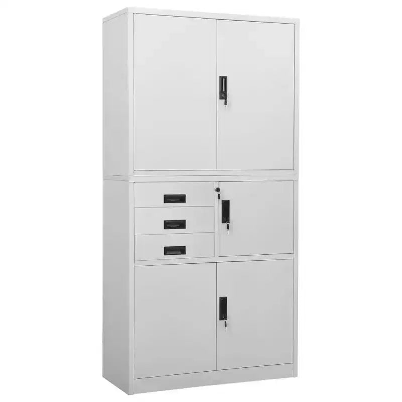 Classeur métallique avec étagères, 4 portes, verrouillable – Anthracite / Noir / Gris clair / Blanc