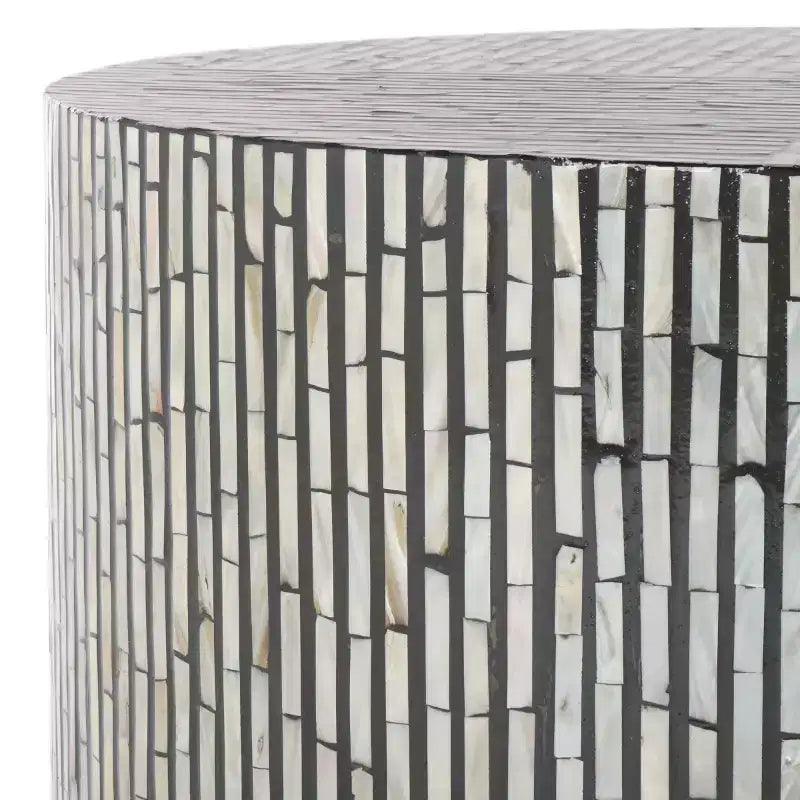 Table basse ronde, argent et noir, 1 pièce