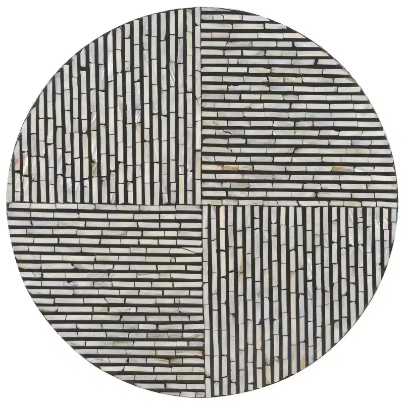 Table basse ronde, argent et noir, 1 pièce