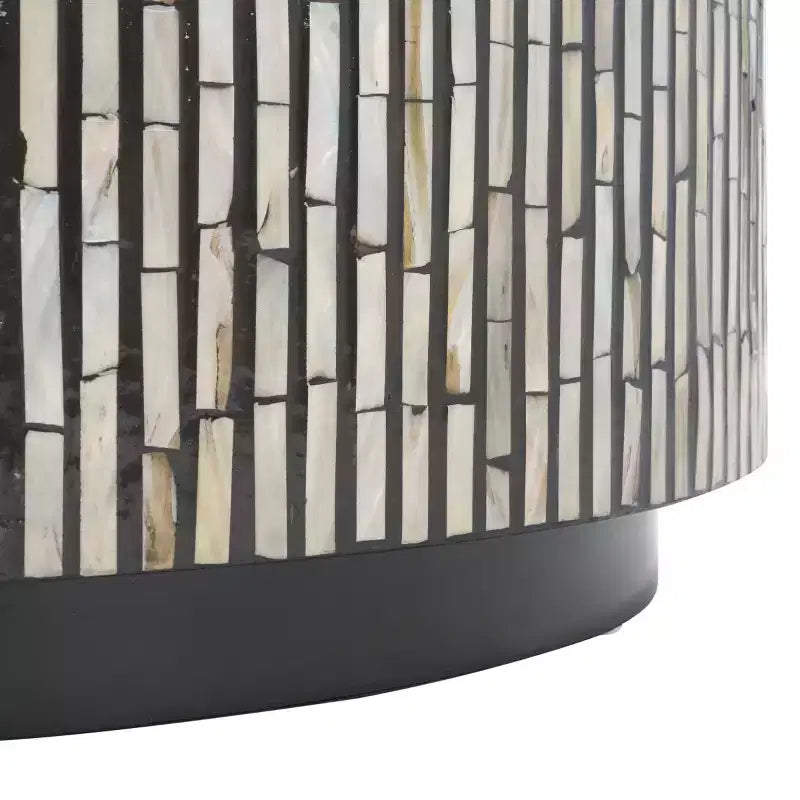 Table basse ronde, argent et noir, 1 pièce