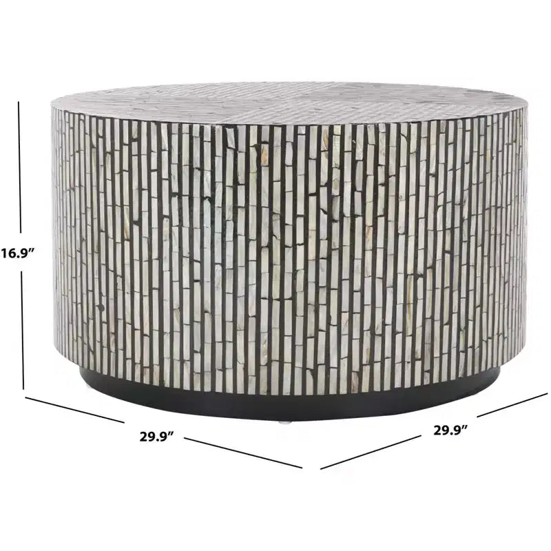 Table basse ronde, argent et noir, 1 pièce