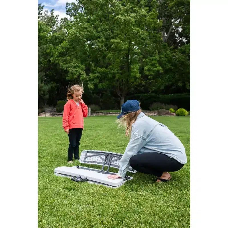 Table de pique-nique pliante rectangulaire blanche pour enfants avec bancs, 4 places