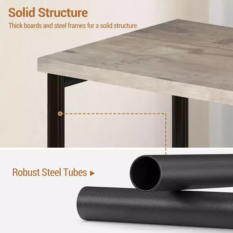 Table d'appoint à 3 niveaux en MDF noir et métal avec étagères de rangement ouvertes, 1 personne