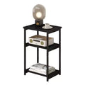 3 Tier End Table, Tall Side Table w/Metal Frame, Sofa Couch Tables w/Storage for Living Room, Night Stand Storage Shelf for Bedroom, Bathroom