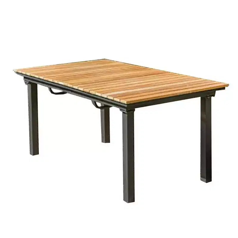 Table à manger extérieure extensible en teck marron et aluminium noir, 157-213 cm, 8 personnes