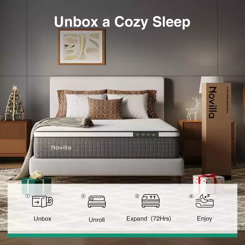 Matelas hybride en mousse à mémoire de forme blanche et ressorts ensachés, lit simple, 30,5 cm, fermeté moyenne