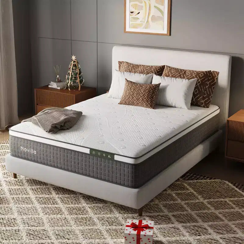 Matelas hybride en mousse à mémoire de forme blanche et ressorts ensachés, lit simple, 30,5 cm, fermeté moyenne
