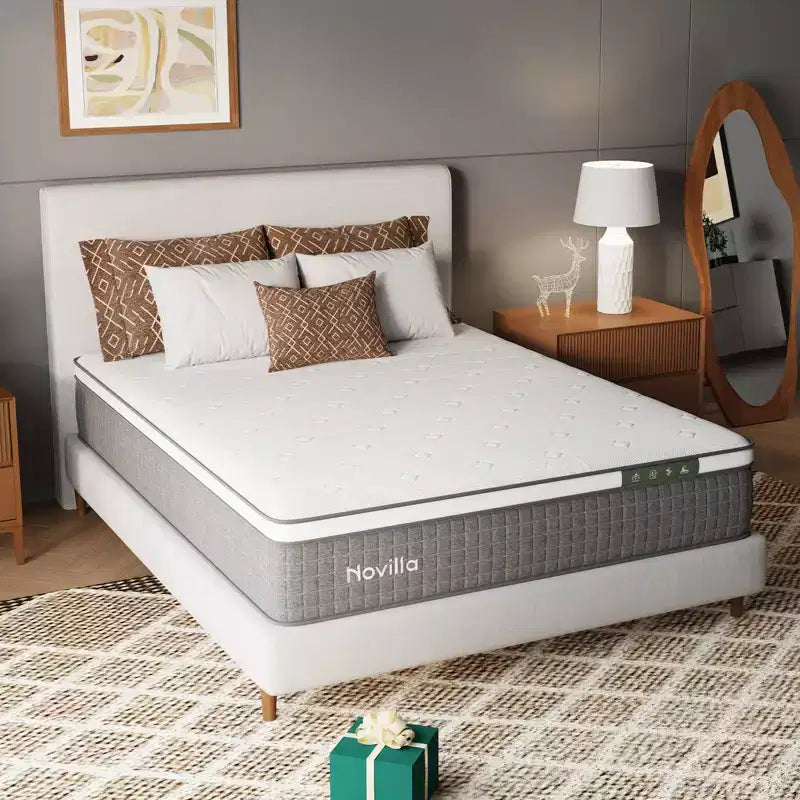 Matelas hybride en mousse à mémoire de forme blanche et ressorts ensachés, lit simple, 30,5 cm, fermeté moyenne