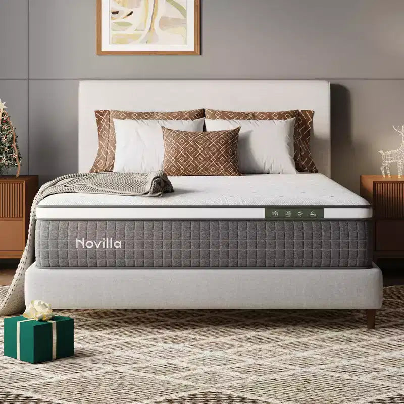 Matelas hybride en mousse à mémoire de forme blanche et ressorts ensachés, lit simple, 30,5 cm, fermeté moyenne