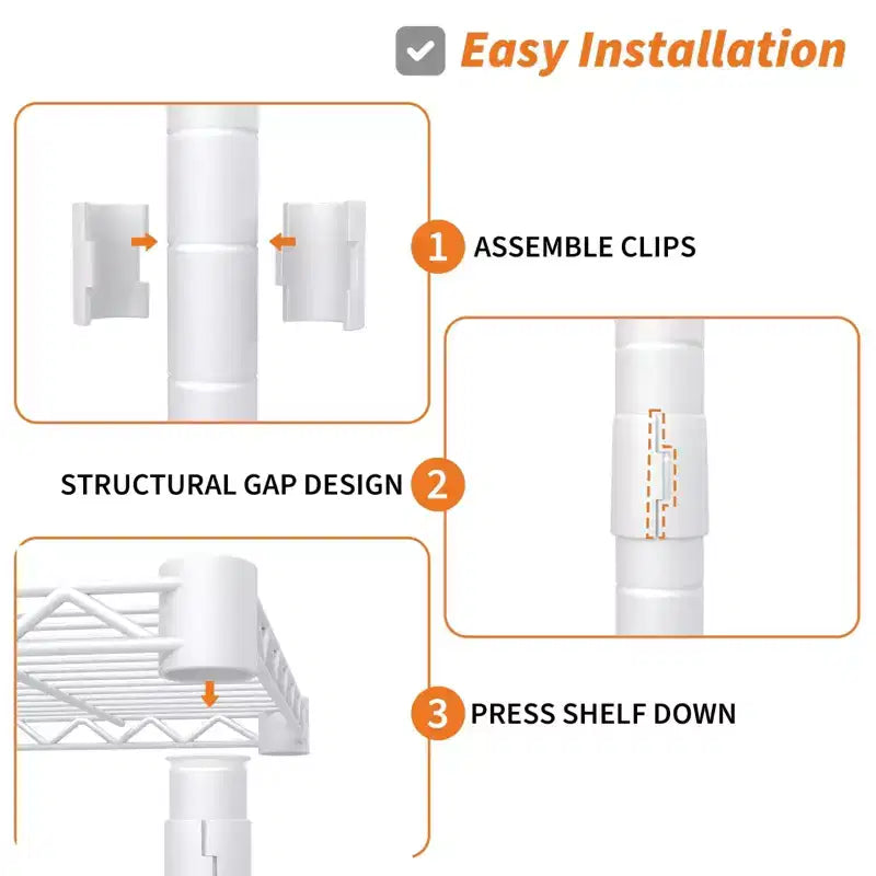 Portant à vêtements portable à 3 niveaux en métal blanc avec tringle de suspension, robuste