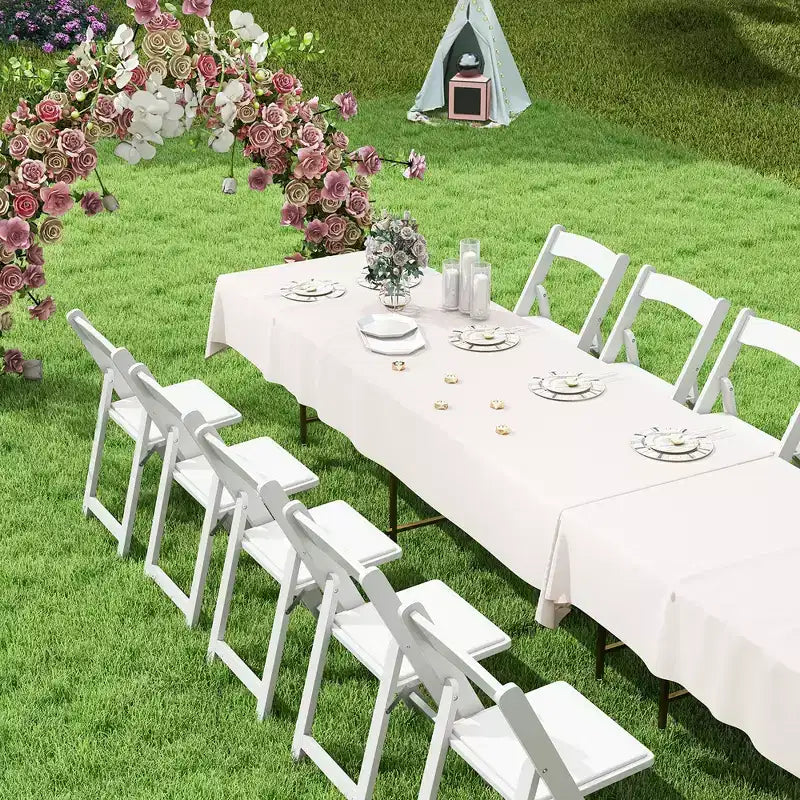 Chaise de salle à manger en similicuir blanc avec pieds en bois d'hévéa, lot de 16, pour 16 personnes