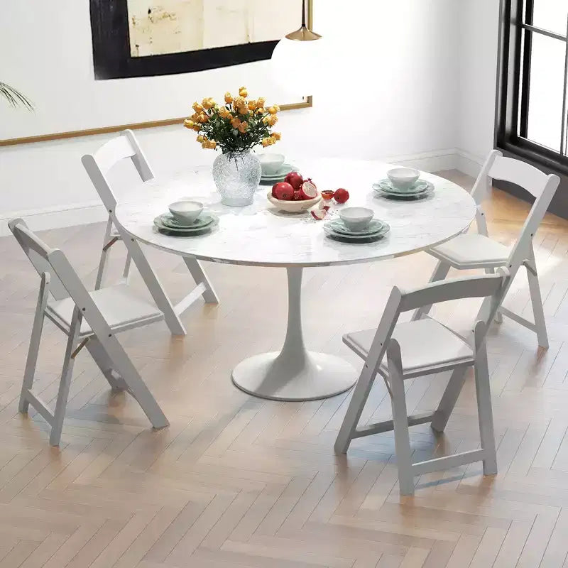 Chaise de salle à manger en similicuir blanc avec pieds en bois d'hévéa, lot de 16, pour 16 personnes