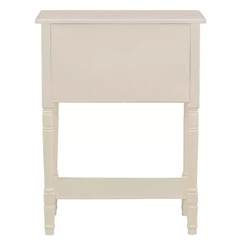 Console de style rétro en hévéa marron et MDF, avec 2 tiroirs et étagère inférieure, 1 personne