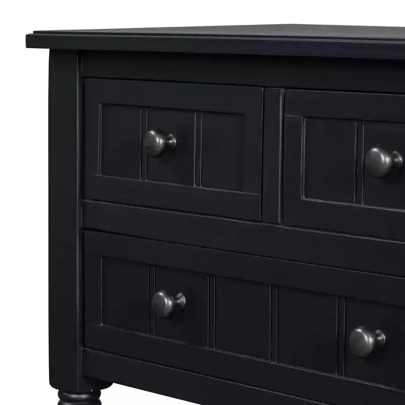 Console de style rétro en hévéa marron et MDF, avec 2 tiroirs et étagère inférieure, 1 personne