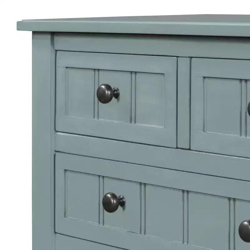 Console de style rétro en hévéa marron et MDF, avec 2 tiroirs et étagère inférieure, 1 personne