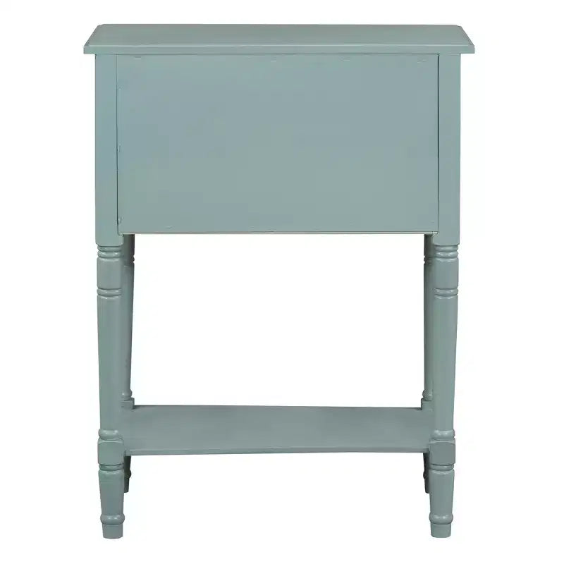 Console de style rétro en hévéa marron et MDF, avec 2 tiroirs et étagère inférieure, 1 personne