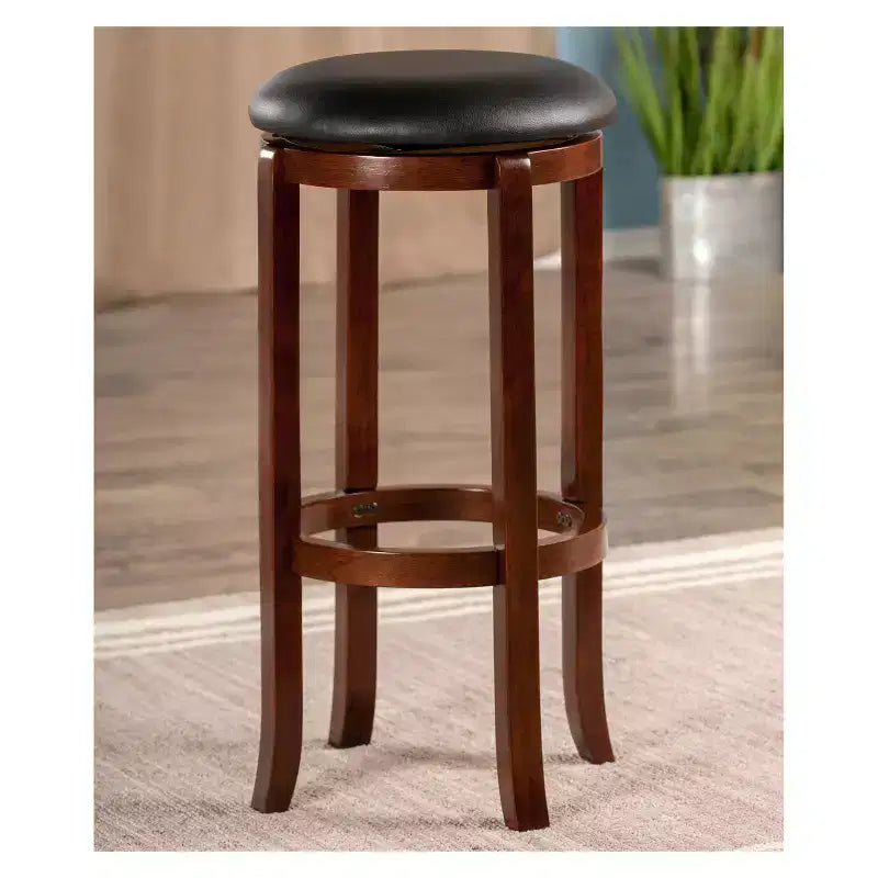 Tabouret de bar pivotant sans dossier en noyer, 1 place