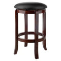 24" Walcott Swivel Counter Height Barstool Walnut - Winsome: Round, Wood Frame, Fixed Height
