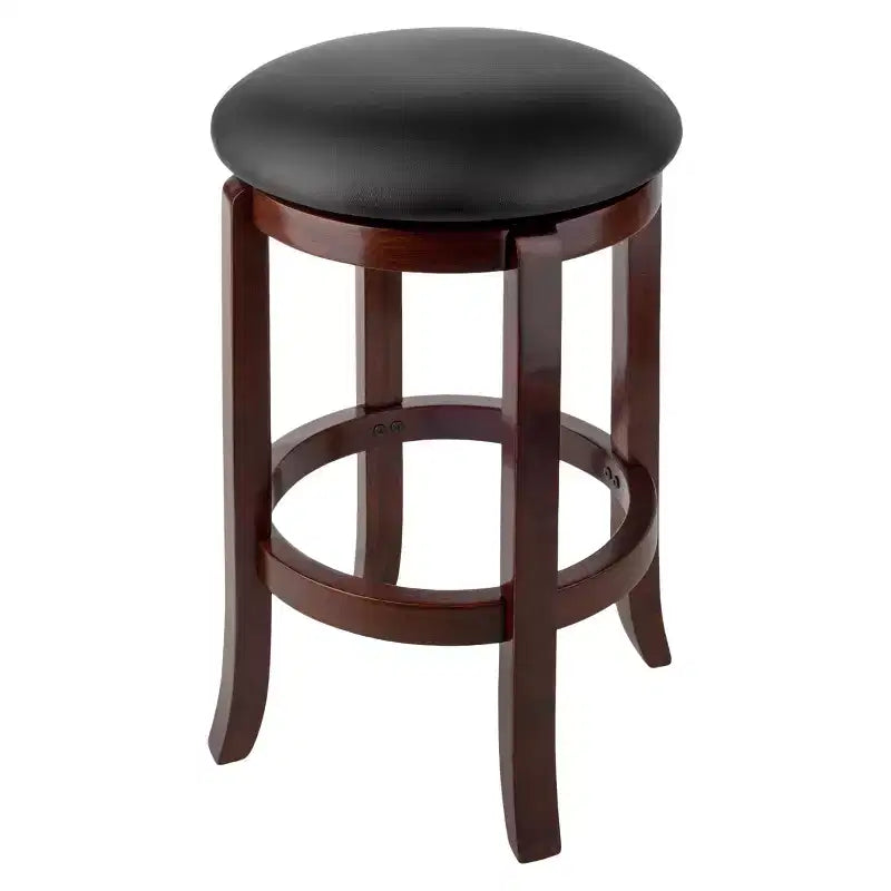 Tabouret de bar pivotant rond sans dossier en noyer, 1 place