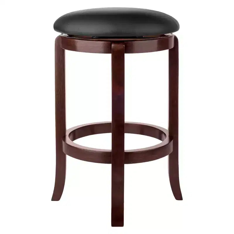 Tabouret de bar pivotant rond sans dossier en noyer, 1 place