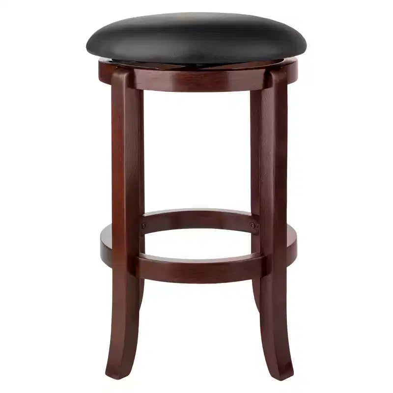 Tabouret de bar pivotant rond sans dossier en noyer, 1 place