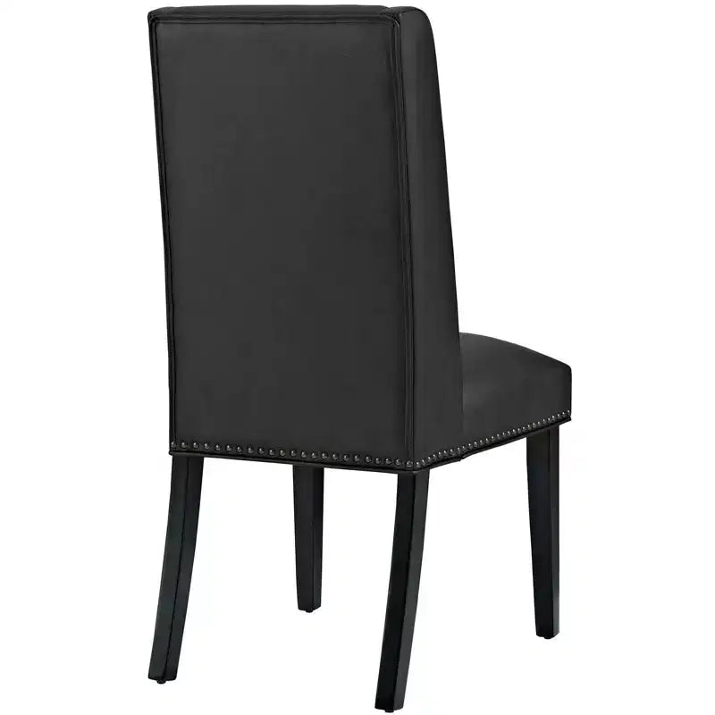 Chaise de salle à manger sans accoudoirs en vinyle noir, 1 place