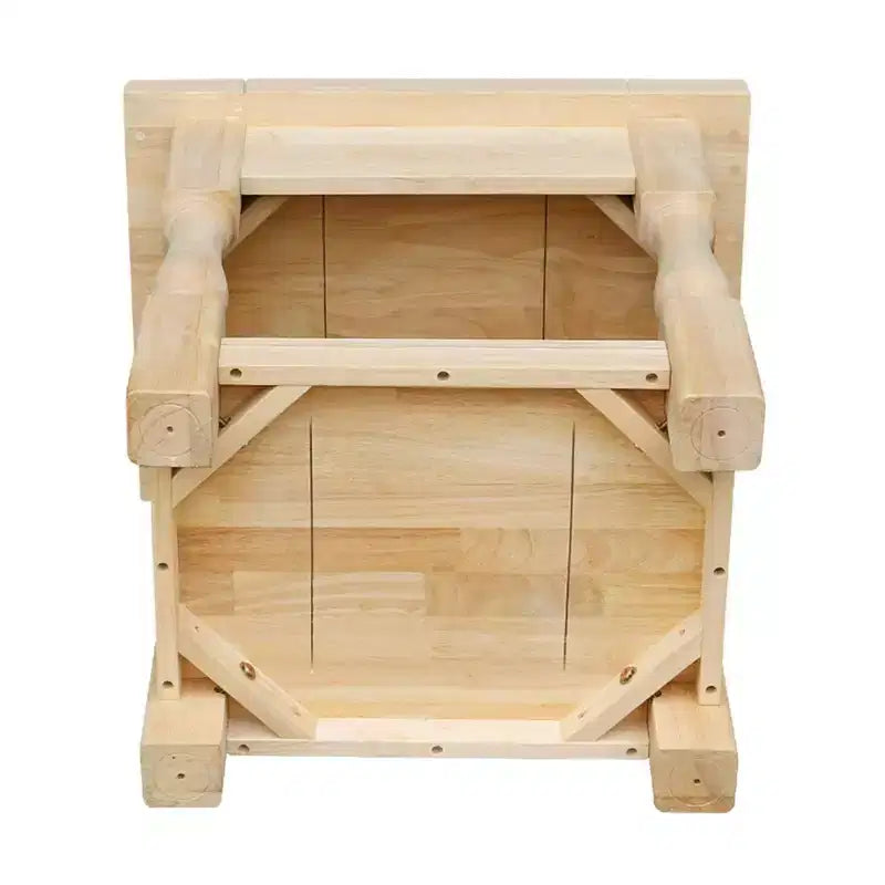 Table d'appoint carrée en bois dur non fini avec 1 étagère, 1 personne