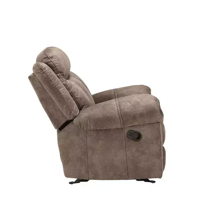 Causeuse inclinable en velours bicolore chocolat avec console, 2 places