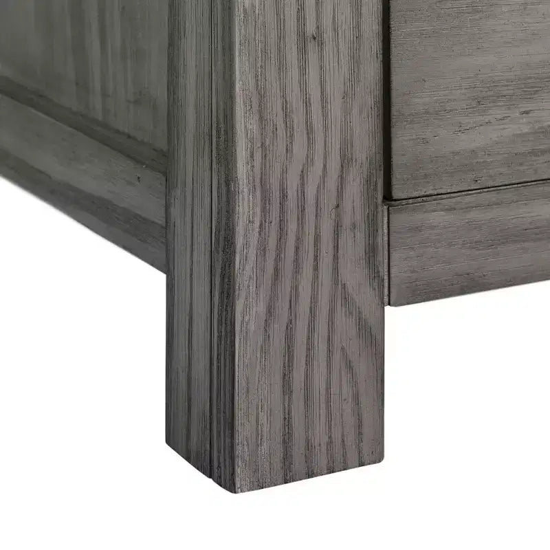 Commode à 5 tiroirs en placage de bois gris avec poignées métalliques, 1 personne
