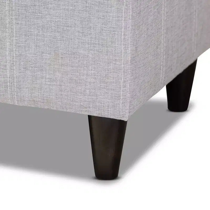 Banc de rangement ottoman capitonné beige grisâtre, cadre en bois d'hévéa, 1 personne