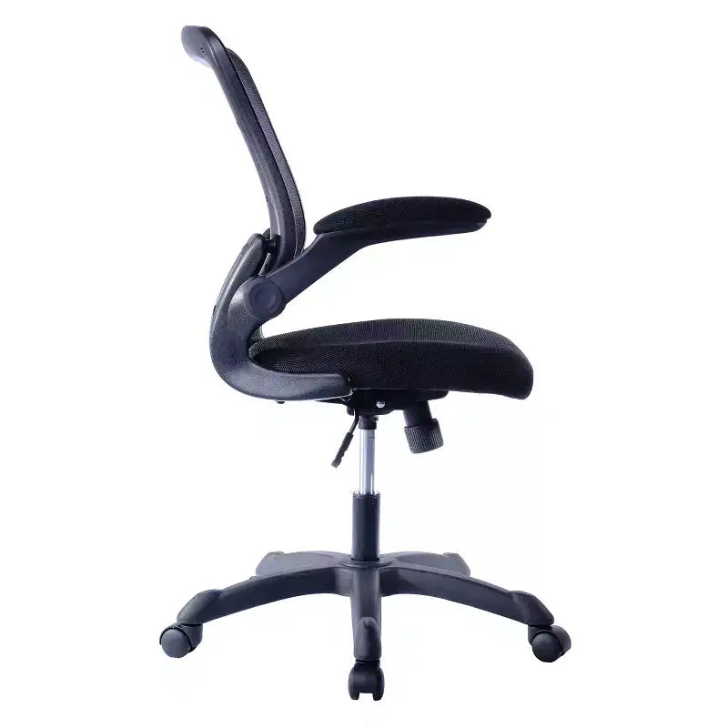Chaise de bureau pivotante en maille noire avec accoudoirs relevables, réglable en hauteur, 1 personne