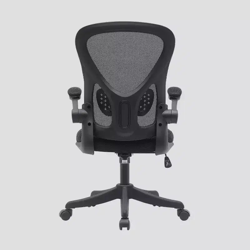 Chaise de bureau pivotante en maille noire avec accoudoirs relevables, réglable en hauteur, 1 personne