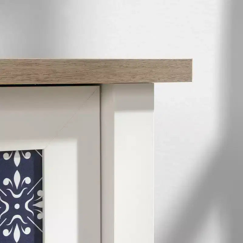 Bureau en bois composite blanc doux avec 2 tiroirs et 2 étagères, 1 personne