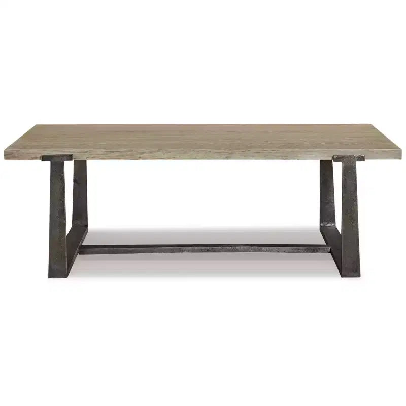 Table basse rectangulaire grise et noire, piètement tréteau en aluminium, finition vieillie, 1 personne