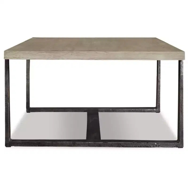 Table basse rectangulaire grise et noire, piètement tréteau en aluminium, finition vieillie, 1 personne