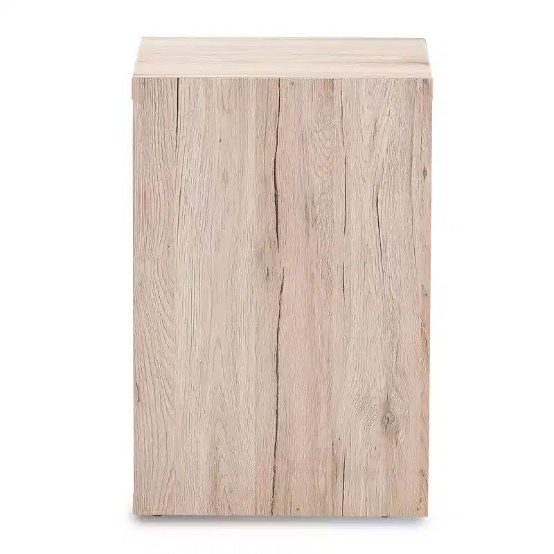 Table de chevet à 2 tiroirs bicolore gris foncé et chêne (assemblage par 1 personne)