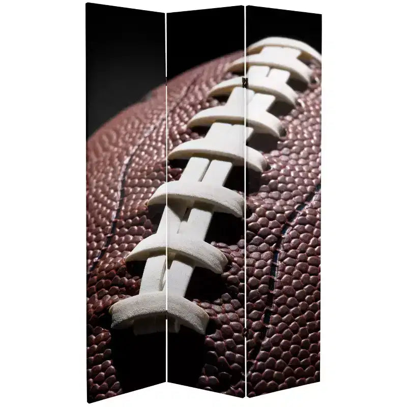 Paravent de football recto-verso 3 panneaux marron et vert, pour 1 personne