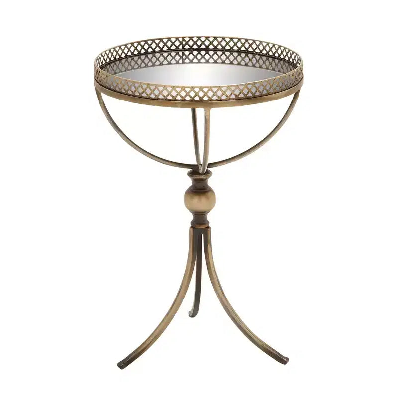 Table d'appoint ronde dorée avec plateau en verre, 1 place