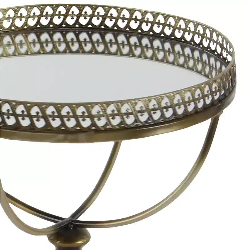 Table d'appoint ronde dorée avec plateau en verre, 1 place