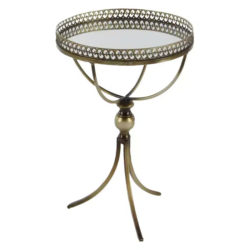 Table d'appoint ronde dorée avec plateau en verre, 1 place