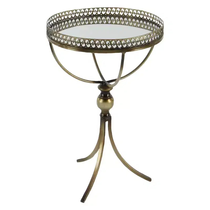 Table d'appoint ronde dorée avec plateau en verre, 1 place