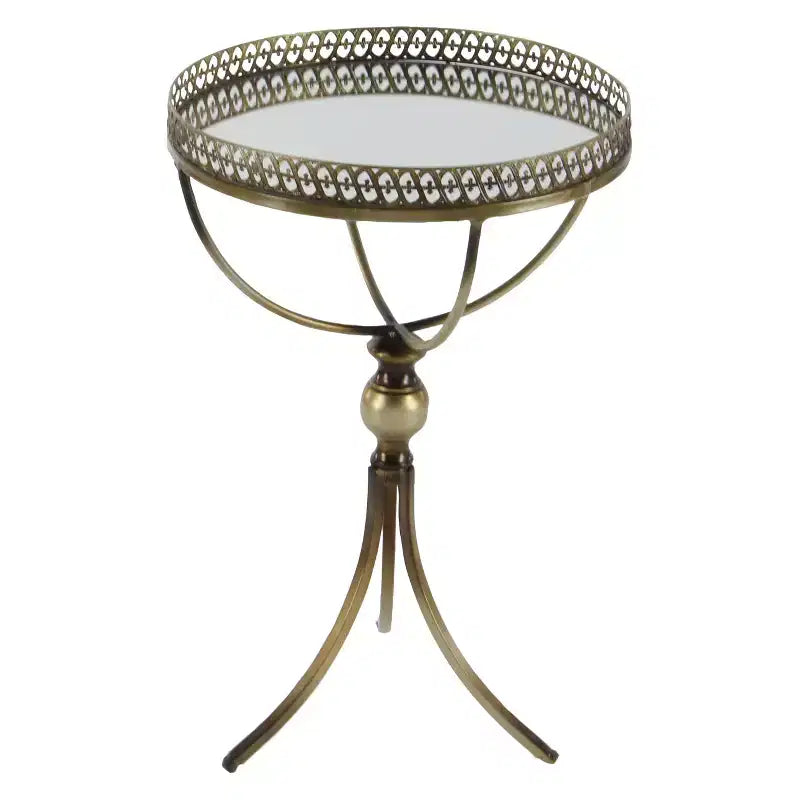 Table d'appoint ronde dorée avec plateau en verre, 1 place