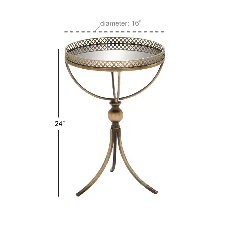 Table d'appoint ronde dorée avec plateau en verre, 1 place