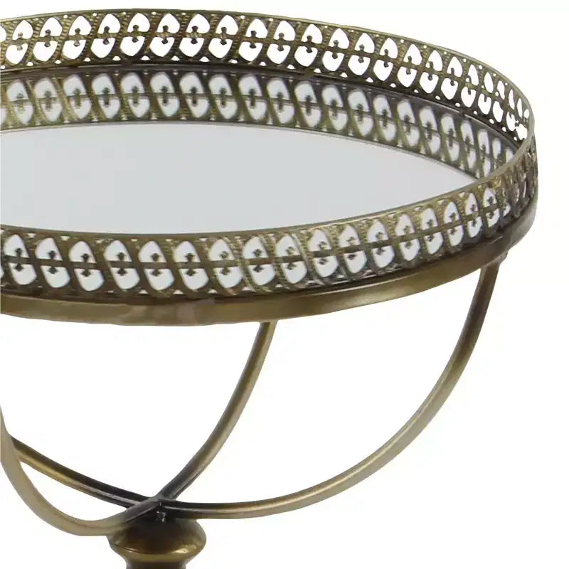 Table d'appoint ronde dorée avec plateau en verre, 1 place