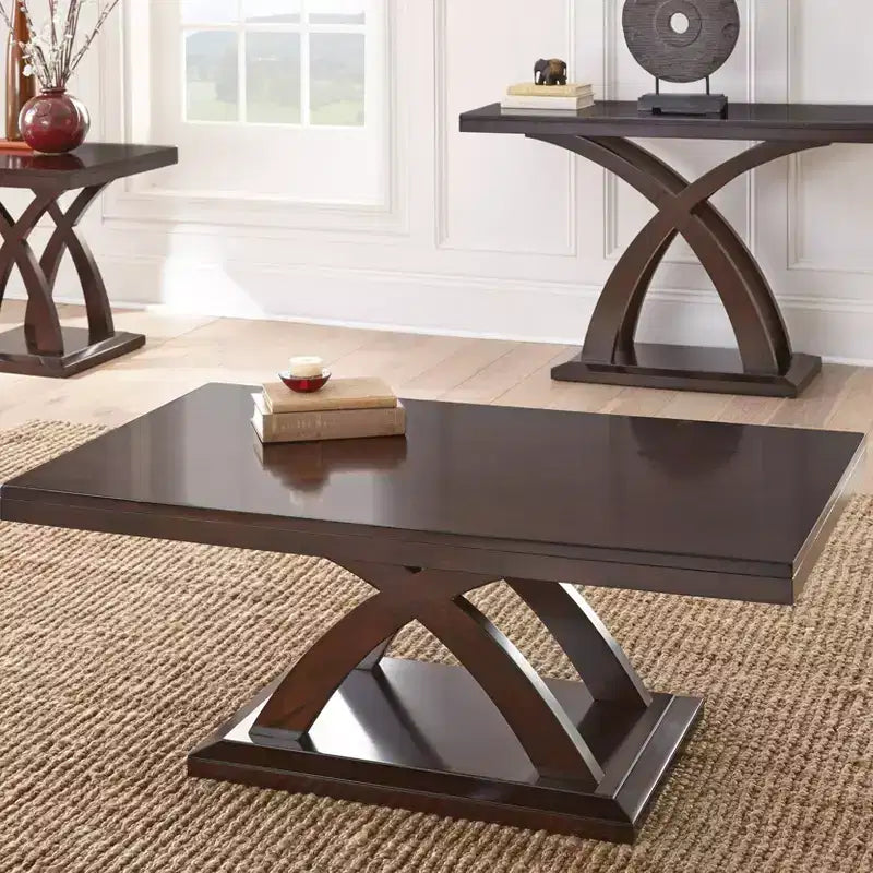 Table basse rectangulaire Espresso Cherry, piédestal