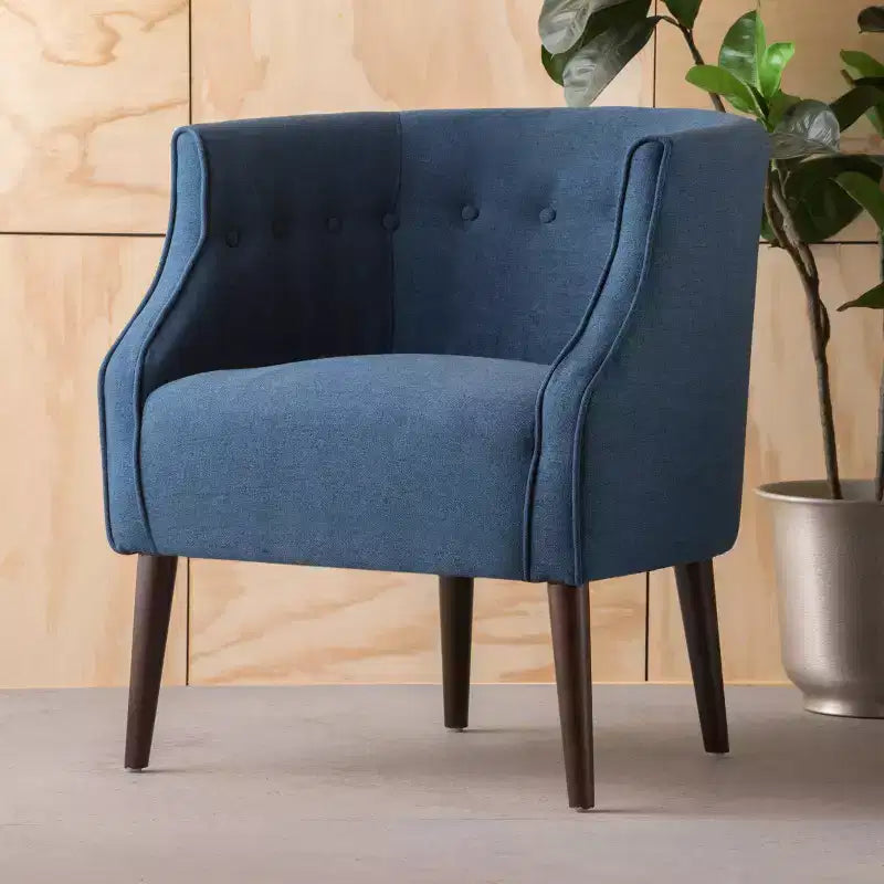 Fauteuil de club capitonné bleu marine et vert, 1 place