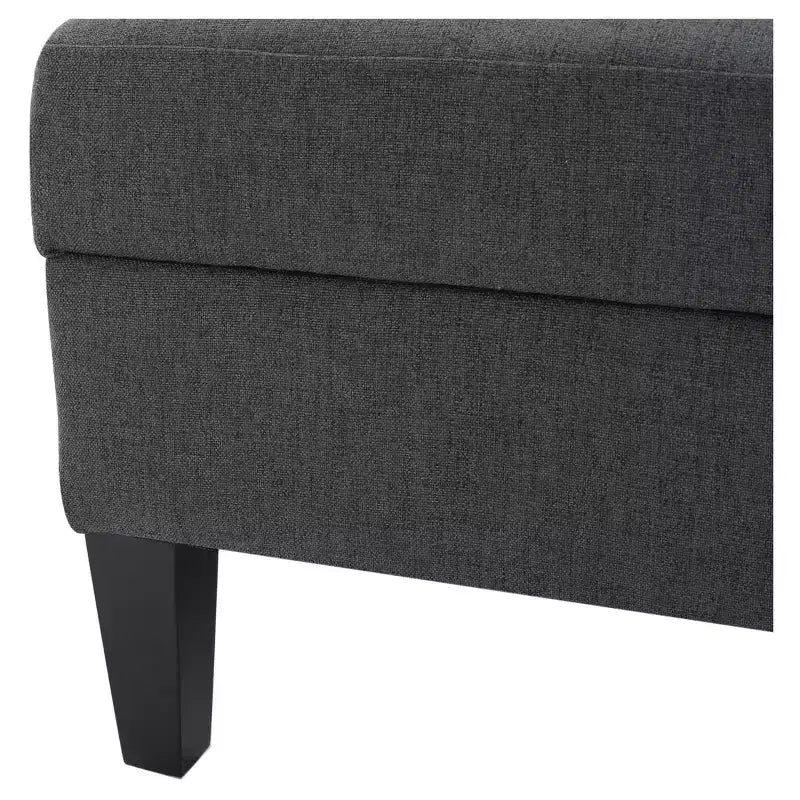 Ottoman de rangement rectangulaire capitonné gris, 1 place